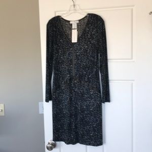 Beautiful black/blue fitted name brand dress - NWT